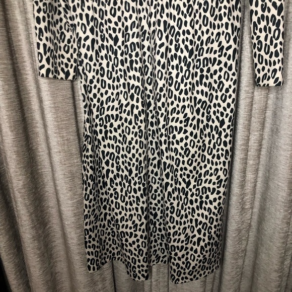 Vintage Blair Cream Leopard Print Cinched Waist Tie Neck Dress Size 12 - Picture 12 of 15